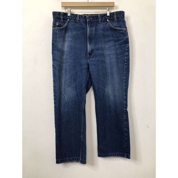 Vintage Levi Strauss 619 Mens 42x25  Blue Denim Jeans Straight Hemmed - Picture 2 of 8